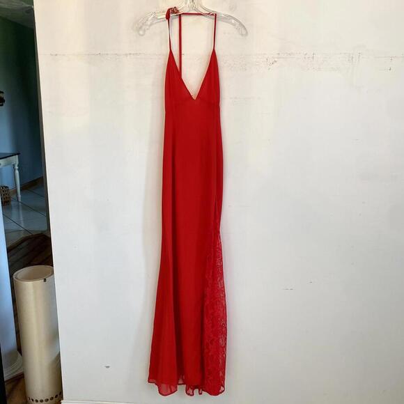 HELLO MOLLY red where sparks fly lace trim maxi dress sz 4 - Picture 2 of 7